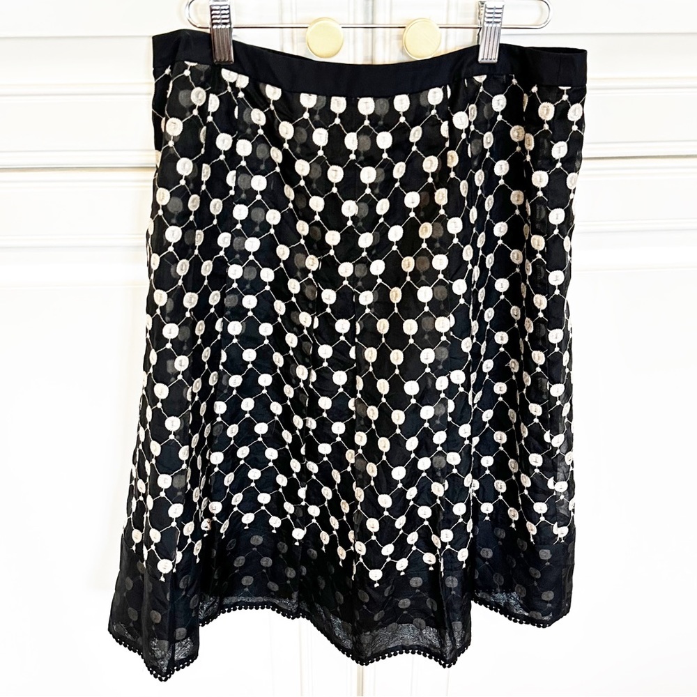 Ann Taylor Collection Women’s Georgette Embroidered Polka Dot Silk Blend Skirt 6